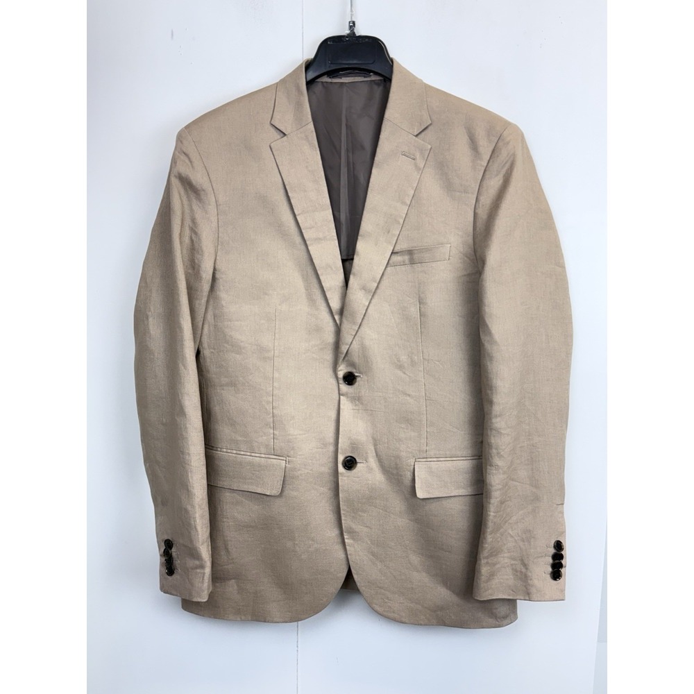 H&M Slim Fit 100% Natural Linen 2 Button Blazer Jacket Light Beige Mens Size 40R